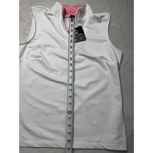 Sailor Sailor Sleeveless White 1/4 Zip Pink Bamboo Trim UPF 50+ Performance NWT - Picture 5 of 12